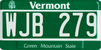 VT license plate WJB279