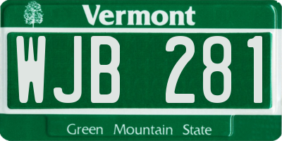 VT license plate WJB281