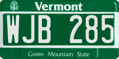VT license plate WJB285