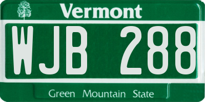 VT license plate WJB288