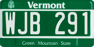 VT license plate WJB291