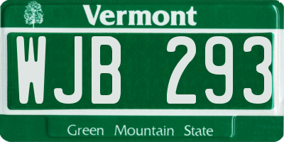 VT license plate WJB293