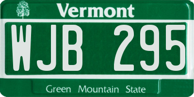 VT license plate WJB295