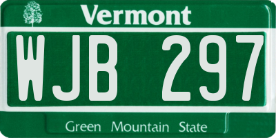 VT license plate WJB297