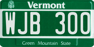 VT license plate WJB300
