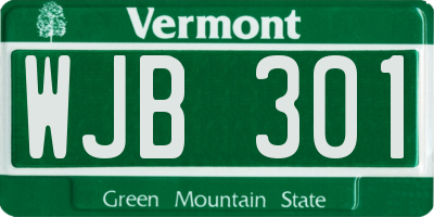 VT license plate WJB301