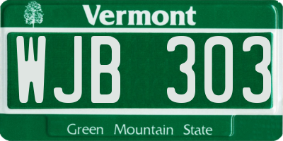 VT license plate WJB303