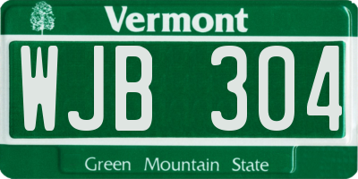 VT license plate WJB304