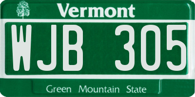 VT license plate WJB305
