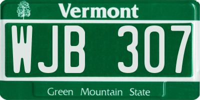 VT license plate WJB307