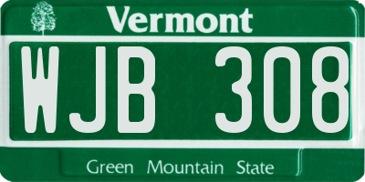 VT license plate WJB308
