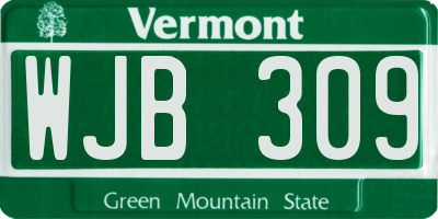 VT license plate WJB309
