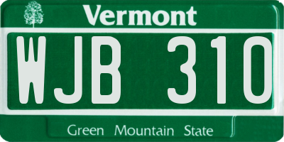 VT license plate WJB310