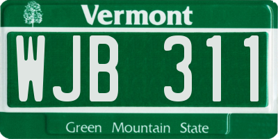 VT license plate WJB311