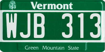 VT license plate WJB313