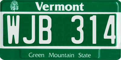 VT license plate WJB314