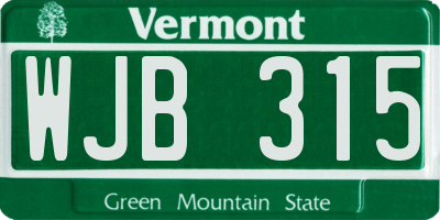 VT license plate WJB315