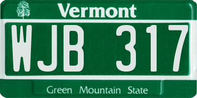 VT license plate WJB317
