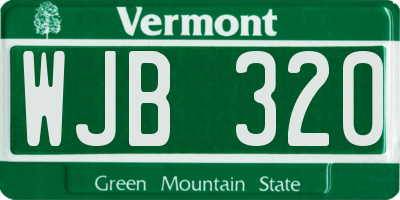 VT license plate WJB320