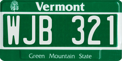 VT license plate WJB321