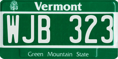 VT license plate WJB323