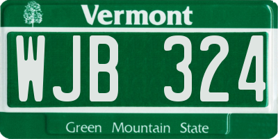 VT license plate WJB324