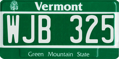 VT license plate WJB325