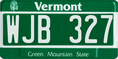 VT license plate WJB327