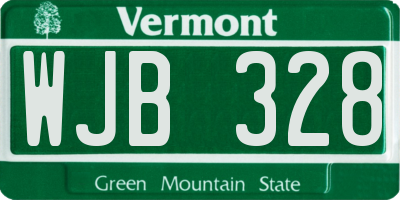 VT license plate WJB328