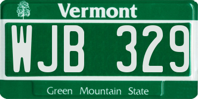 VT license plate WJB329