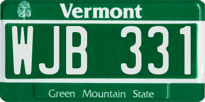 VT license plate WJB331