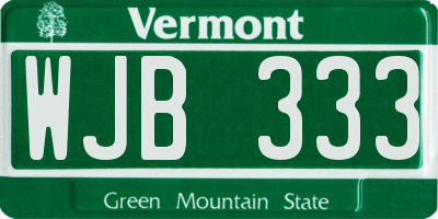 VT license plate WJB333
