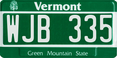 VT license plate WJB335