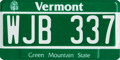VT license plate WJB337