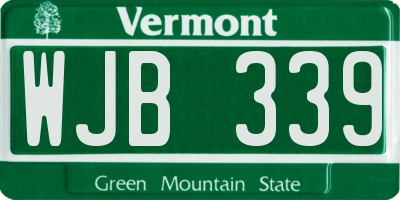 VT license plate WJB339