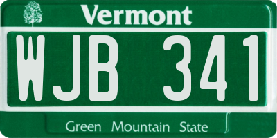 VT license plate WJB341