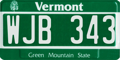 VT license plate WJB343