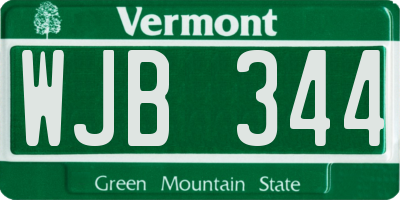 VT license plate WJB344