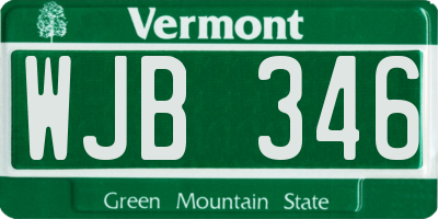 VT license plate WJB346