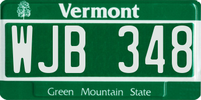 VT license plate WJB348