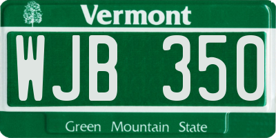 VT license plate WJB350