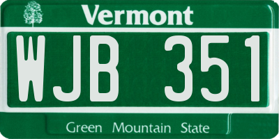 VT license plate WJB351