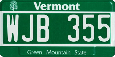 VT license plate WJB355