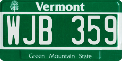 VT license plate WJB359