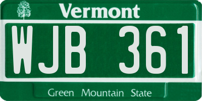 VT license plate WJB361