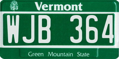 VT license plate WJB364