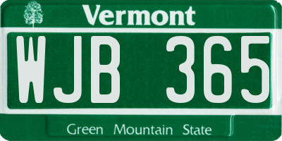 VT license plate WJB365
