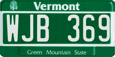 VT license plate WJB369
