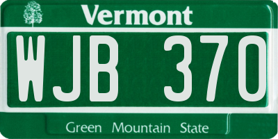 VT license plate WJB370