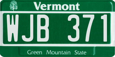 VT license plate WJB371